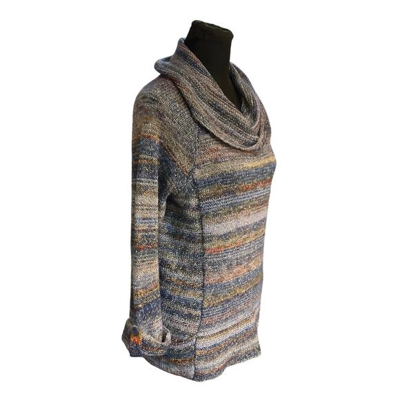 Jillian Nicole Multi-colored Cowl Neck Lightweight Cotton Blend Sweater Size PL - Picture 2 of 8